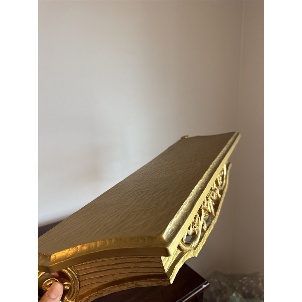 22.75" Syroco 3012 Vintage Gold-tone Wall Mount Shelf Ornate 1968 USA - Picture 8 of 16